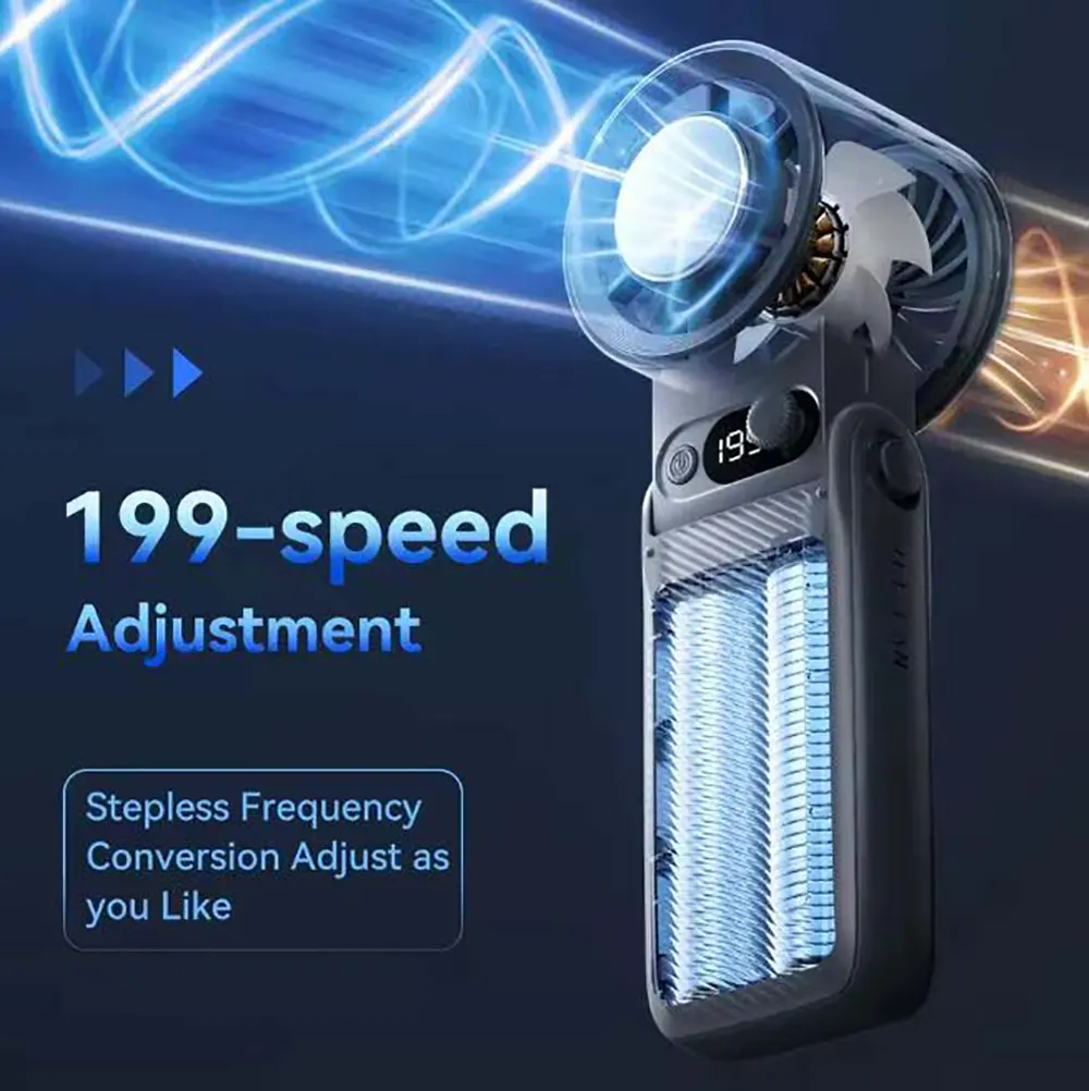 6000mAh Foldable Turbo Handheld Fan with 199-Speed LED Display (8) 6000mAh Foldable Turbo Handheld Fan with 199-Speed LED Display