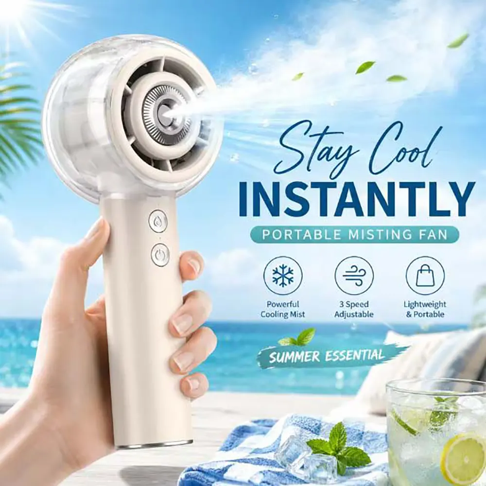 6000mAh Rechargeable Misting Handheld Fan with 4 Strong Wind Modes (12) 6000mAh Rechargeable Misting Handheld Fan with 4 Strong Wind Modes