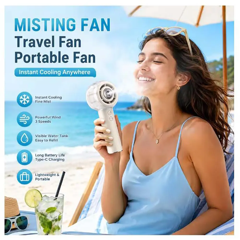 6000mAh Rechargeable Misting Handheld Fan with 4 Strong Wind Modes (14) 6000mAh Rechargeable Misting Handheld Fan with 4 Strong Wind Modes