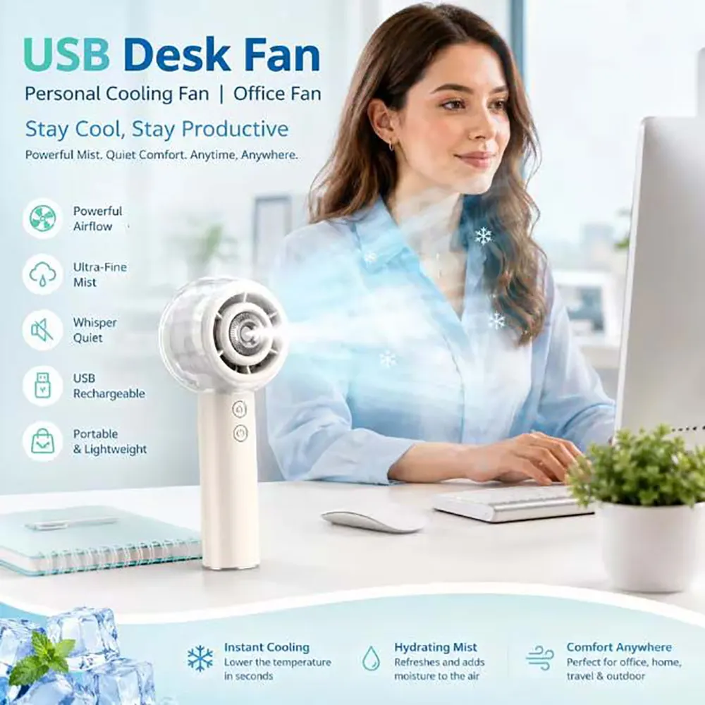 6000mAh Rechargeable Misting Handheld Fan with 4 Strong Wind Modes (15) 6000mAh Rechargeable Misting Handheld Fan with 4 Strong Wind Modes