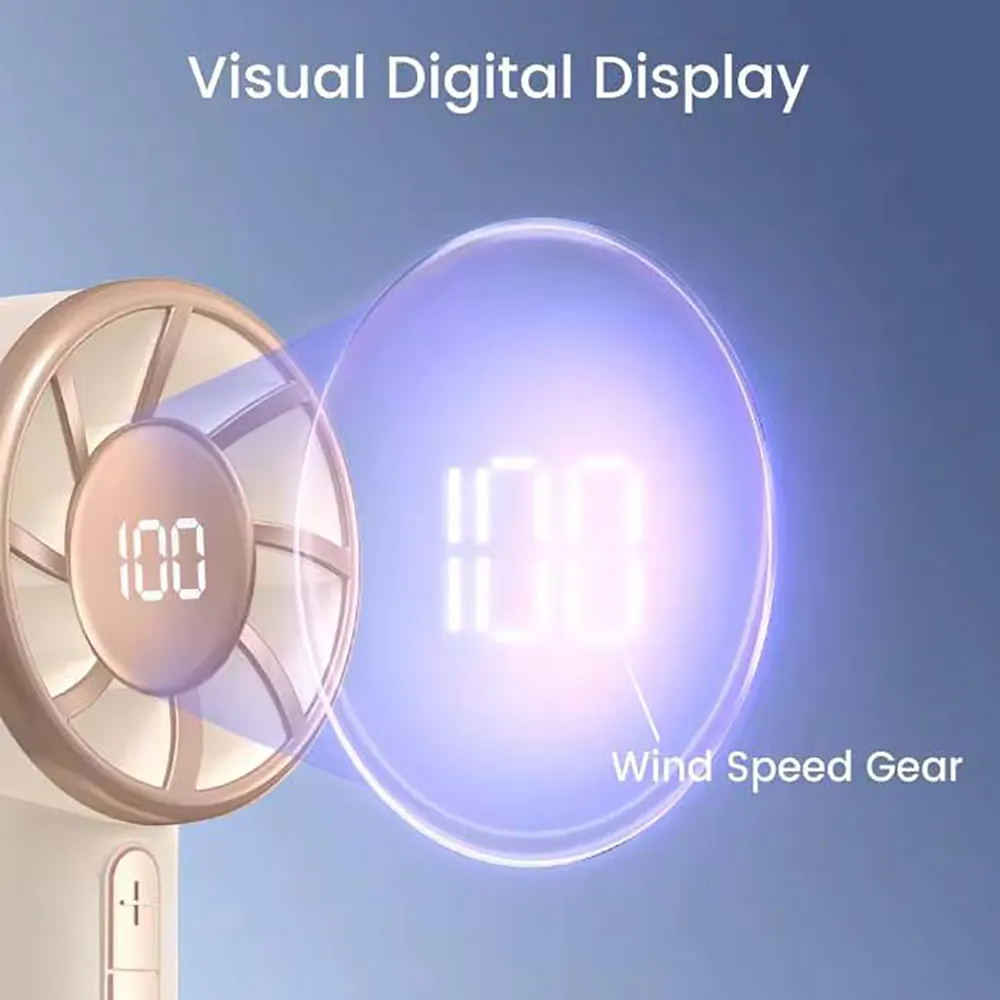 Portable Turbo Handheld Fan with 3000mAh Battery and Digital Display (3) Portable Turbo Handheld Fan with 3000mAh Battery and Digital Display