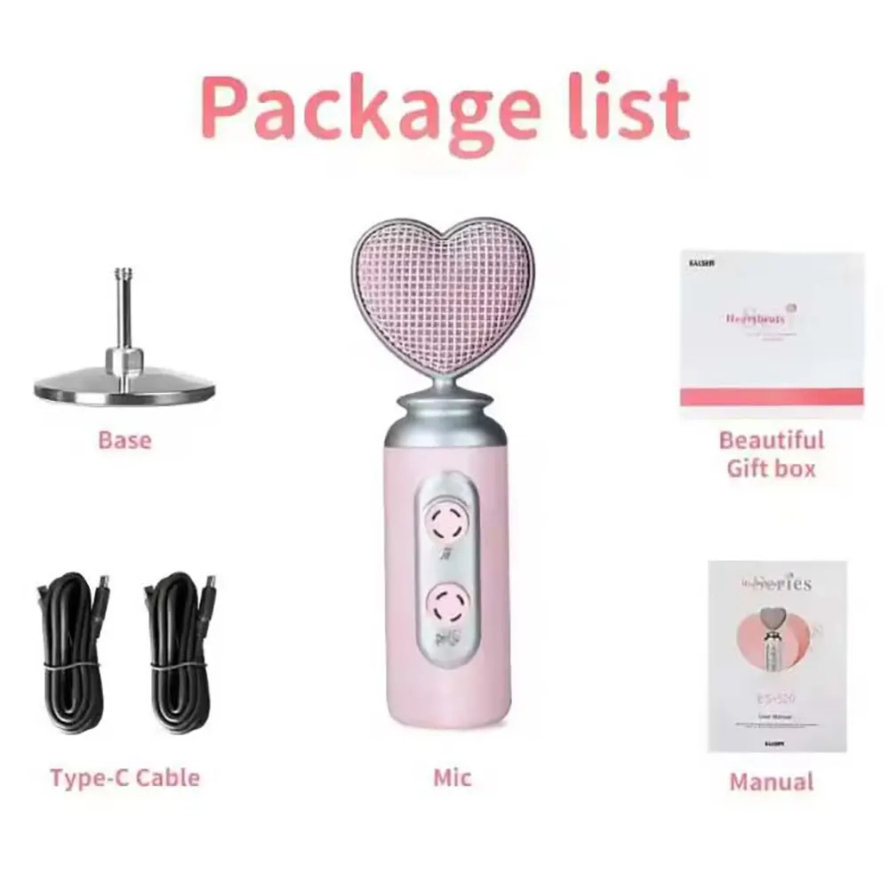 USB-C Noise Reduction Condenser Microphone For Mobile PC Live Streaming Pink Kit (4)