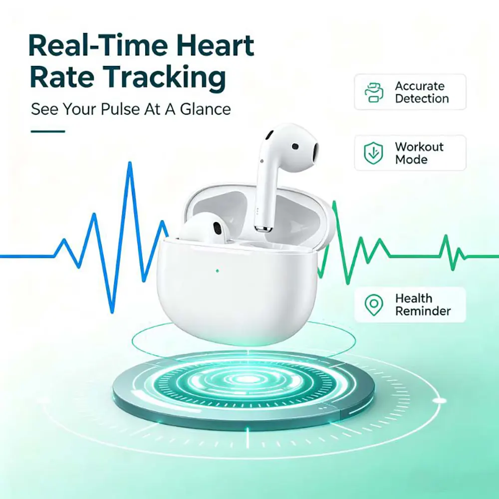Wireless Heart Rate Monitor TWS Earbuds Noise Cancelling Bluetooth Sport Earphones (3) Wireless Heart Rate Monitor TWS Earbuds Noise Cancelling Bluetooth Sport Earphones