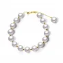 Japanese Akoya White Round Pearl Bracelet 14K Yellow Gold
